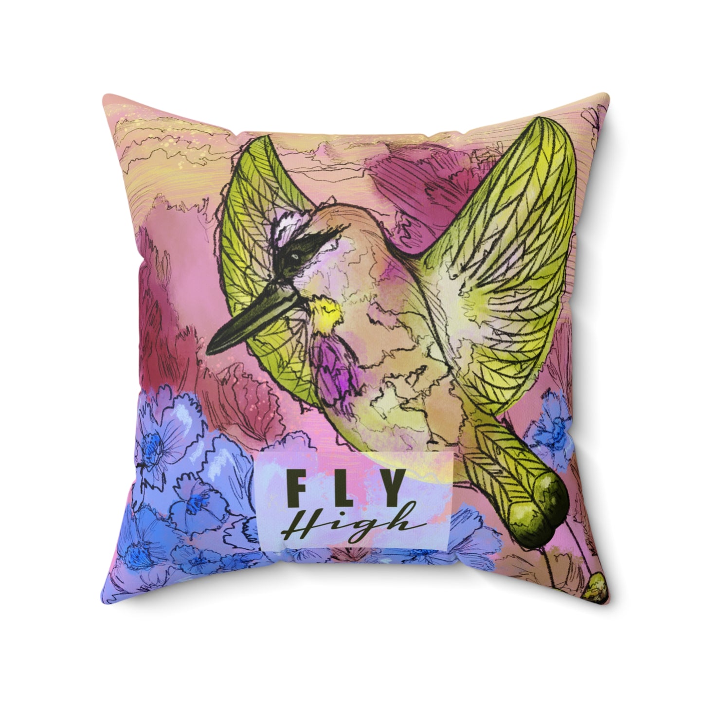 Fly High Purple Bird Pillow