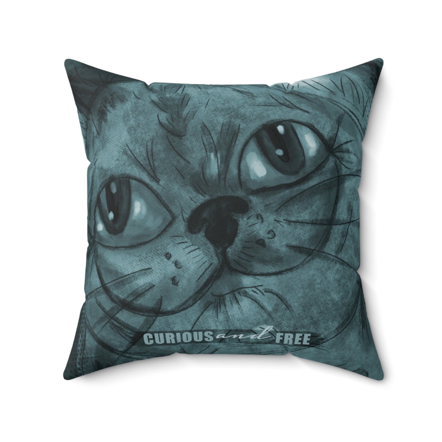 Curious Cat Brown Pillow