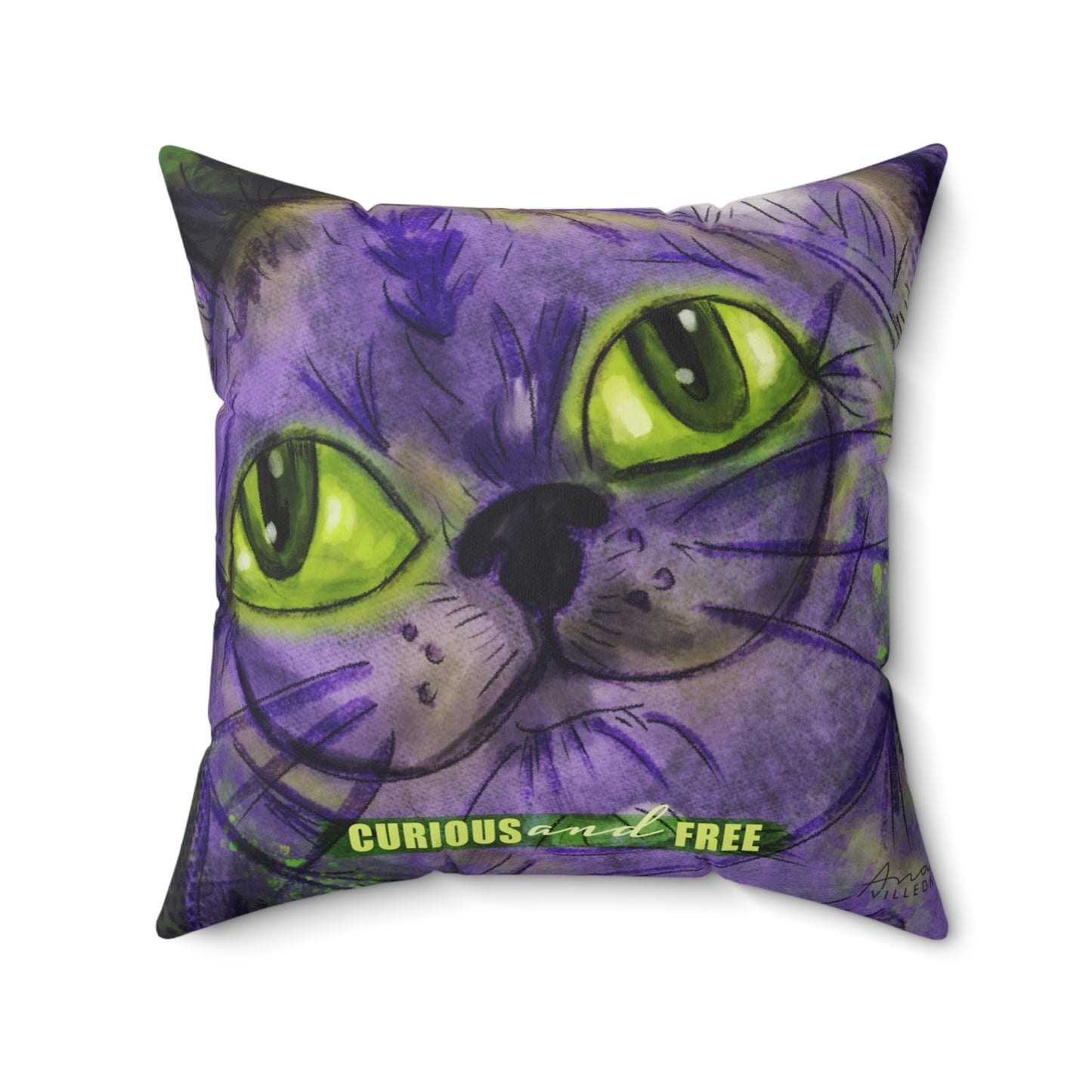 Curious Purple Cat Pillow