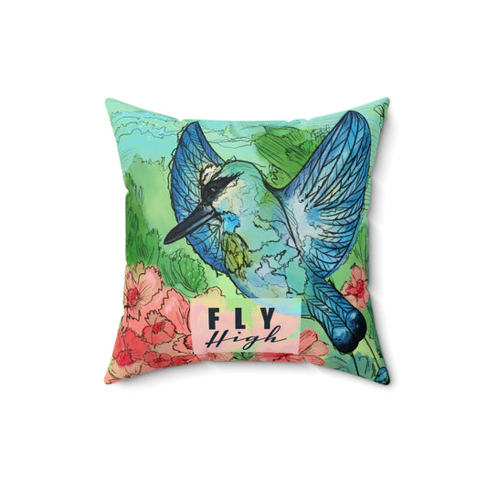 Fly High Blue Bird Pillow