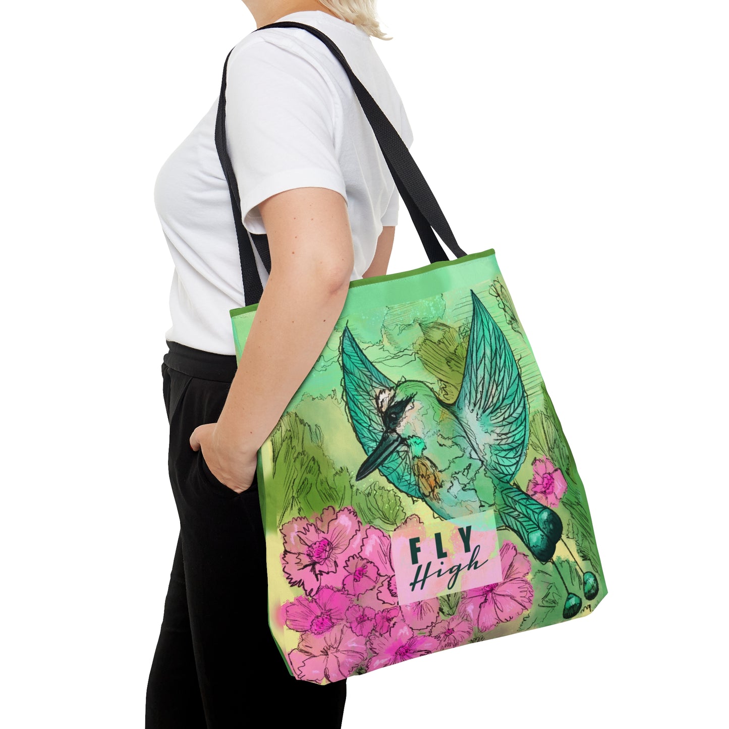 Fly High Green Bird Tote Bag