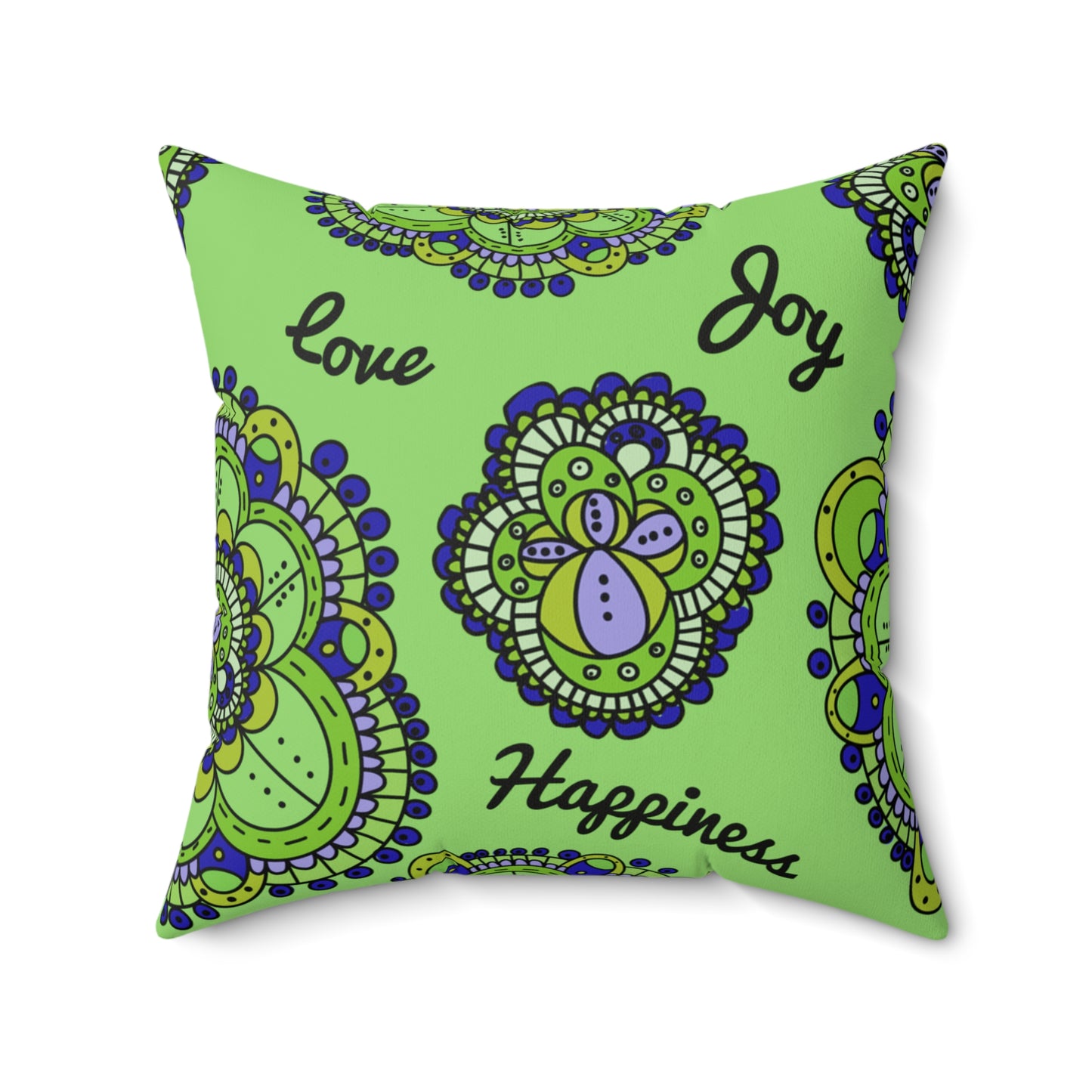 Mandala Green Pillow Positive Words