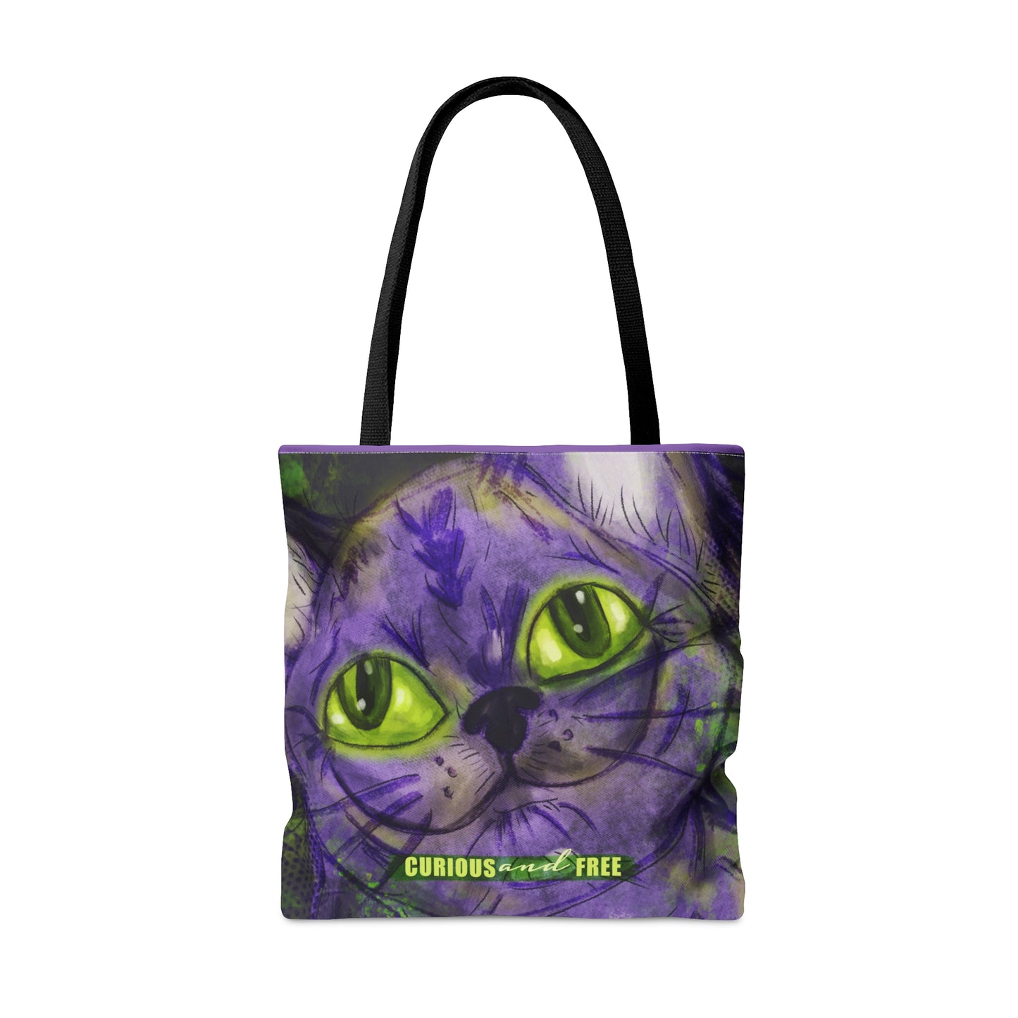 Curious Purple Cat Tote Bag