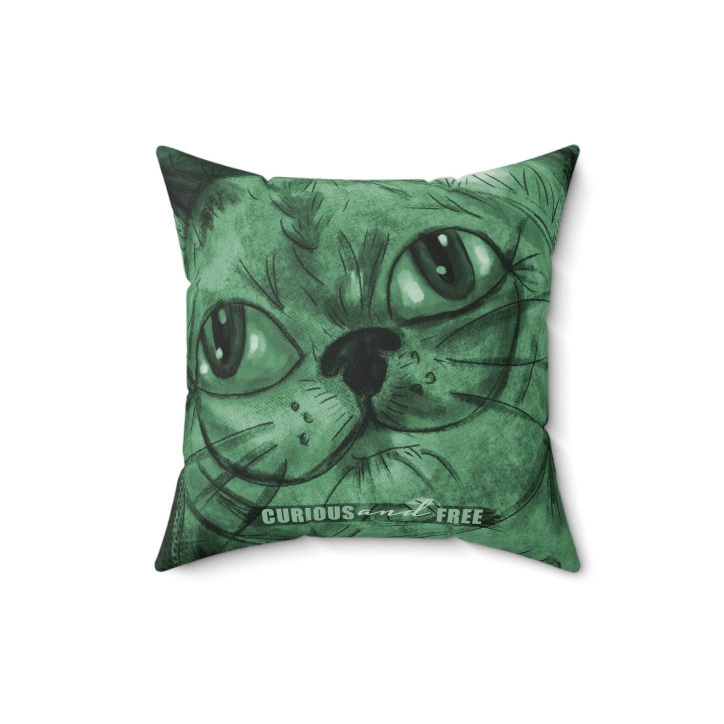 Curious Pink Cat Pillow