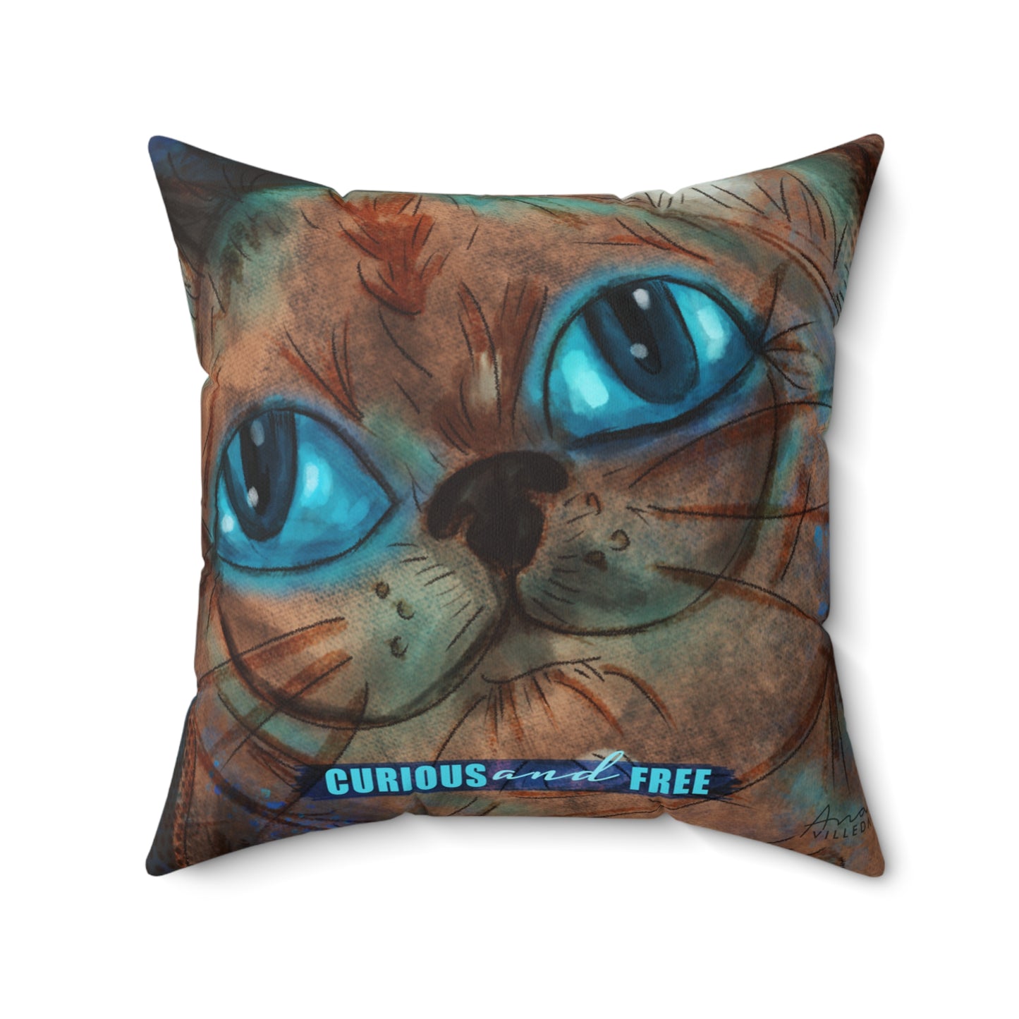 Curious Cat Brown Pillow