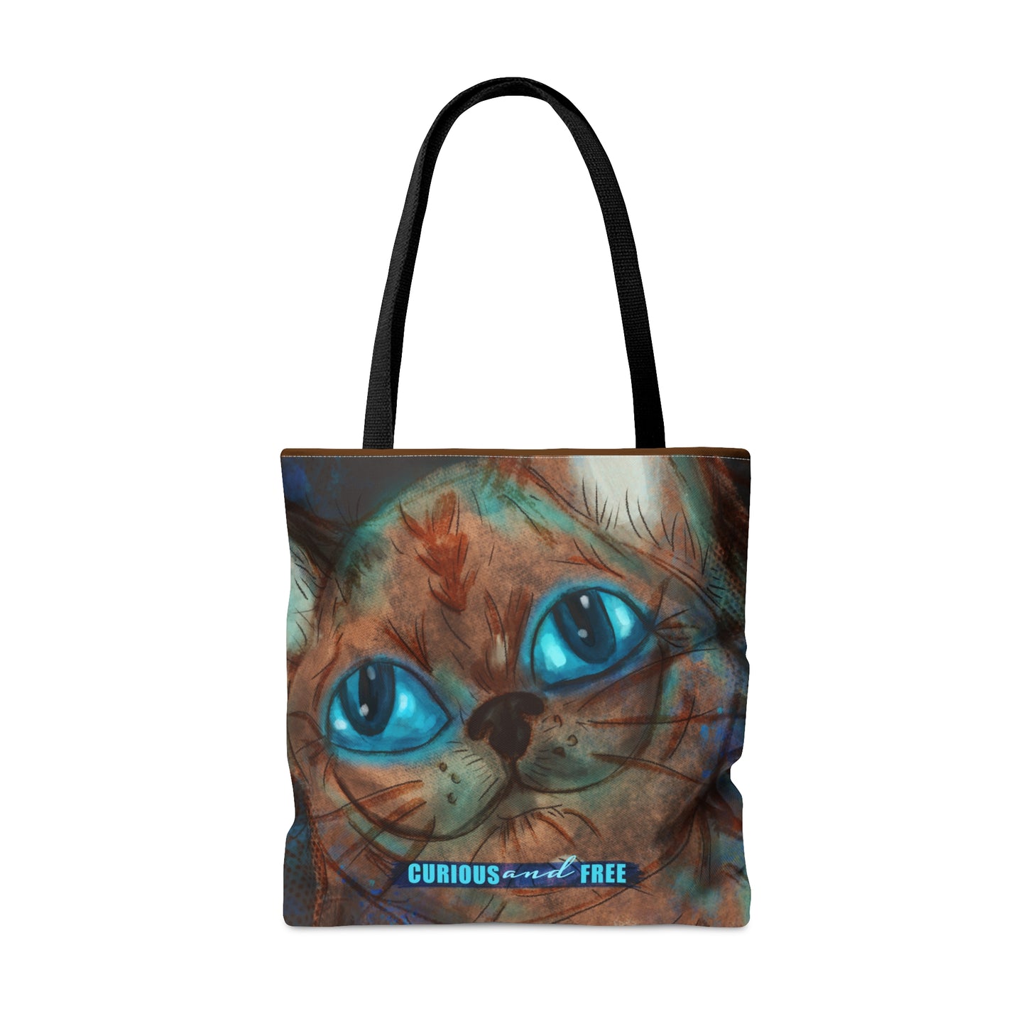 Curious Cat Brown Tote Bag