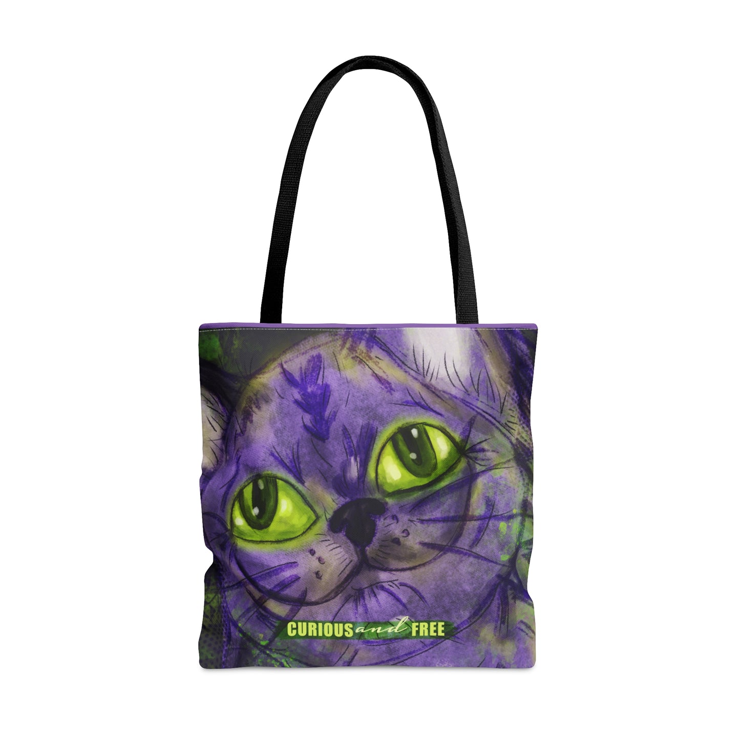 Curious Purple Cat Tote Bag