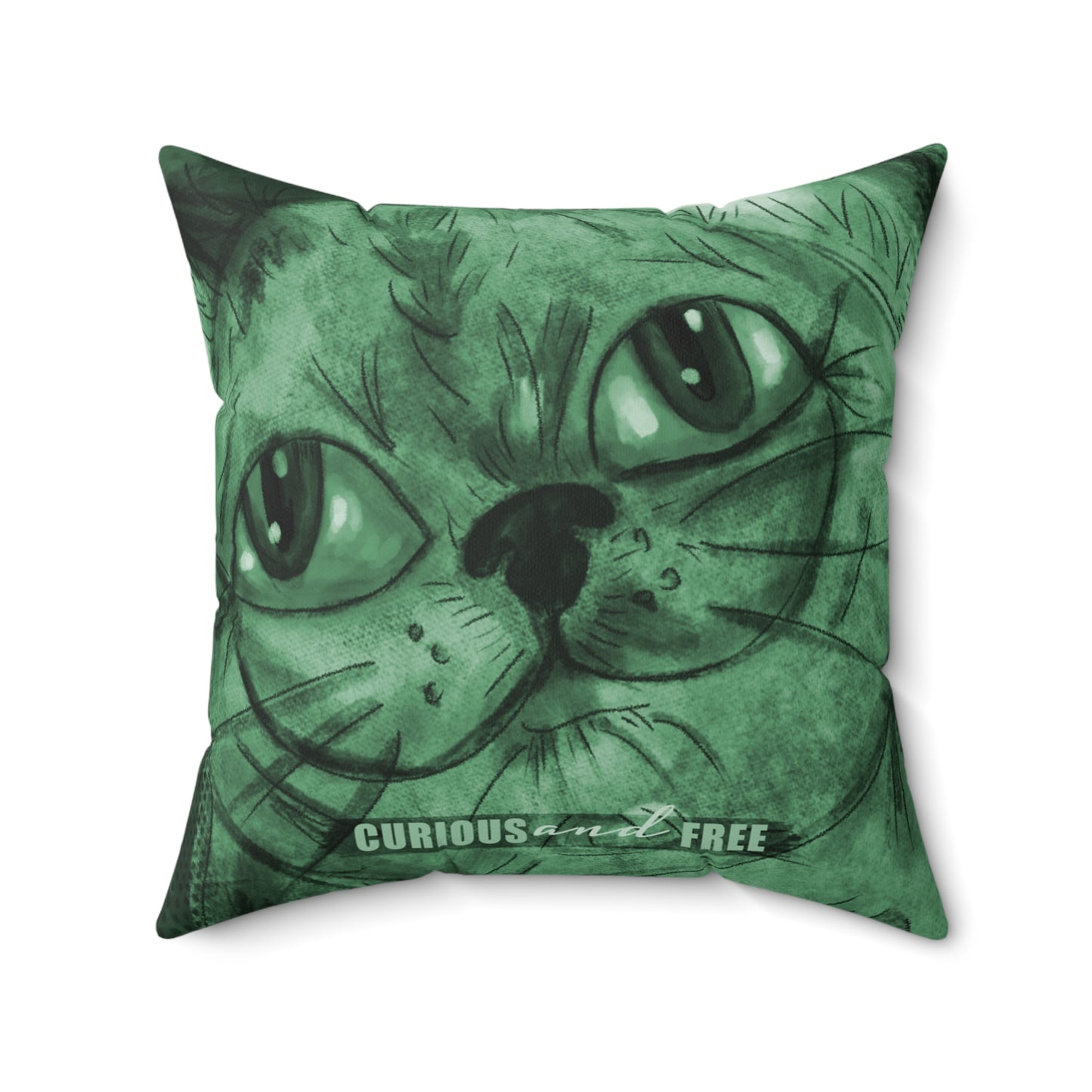 Curious Pink Cat Pillow