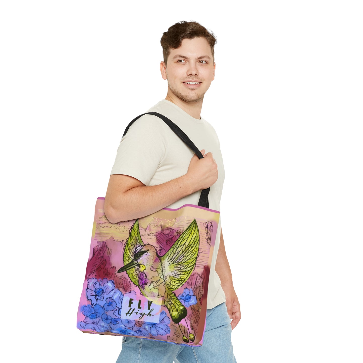 Fly High Purple Bird Tote Bag