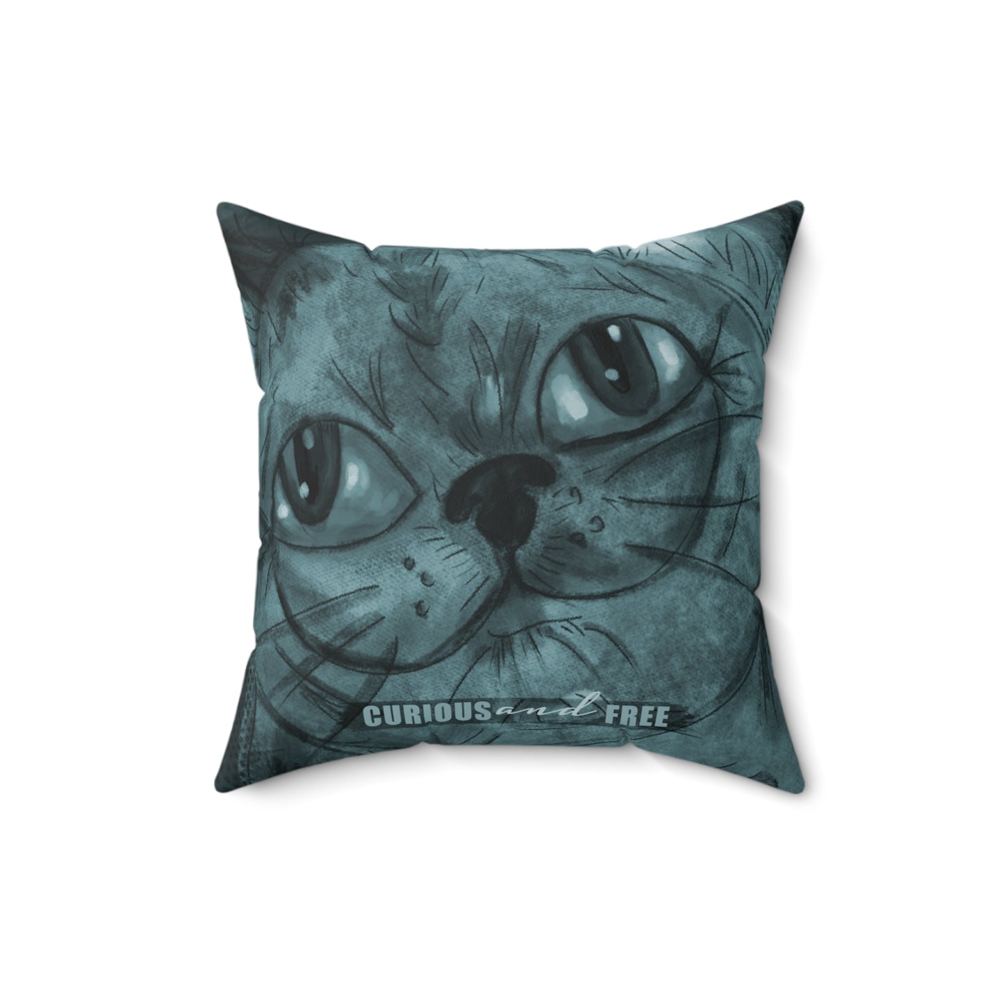 Curious Cat Brown Pillow