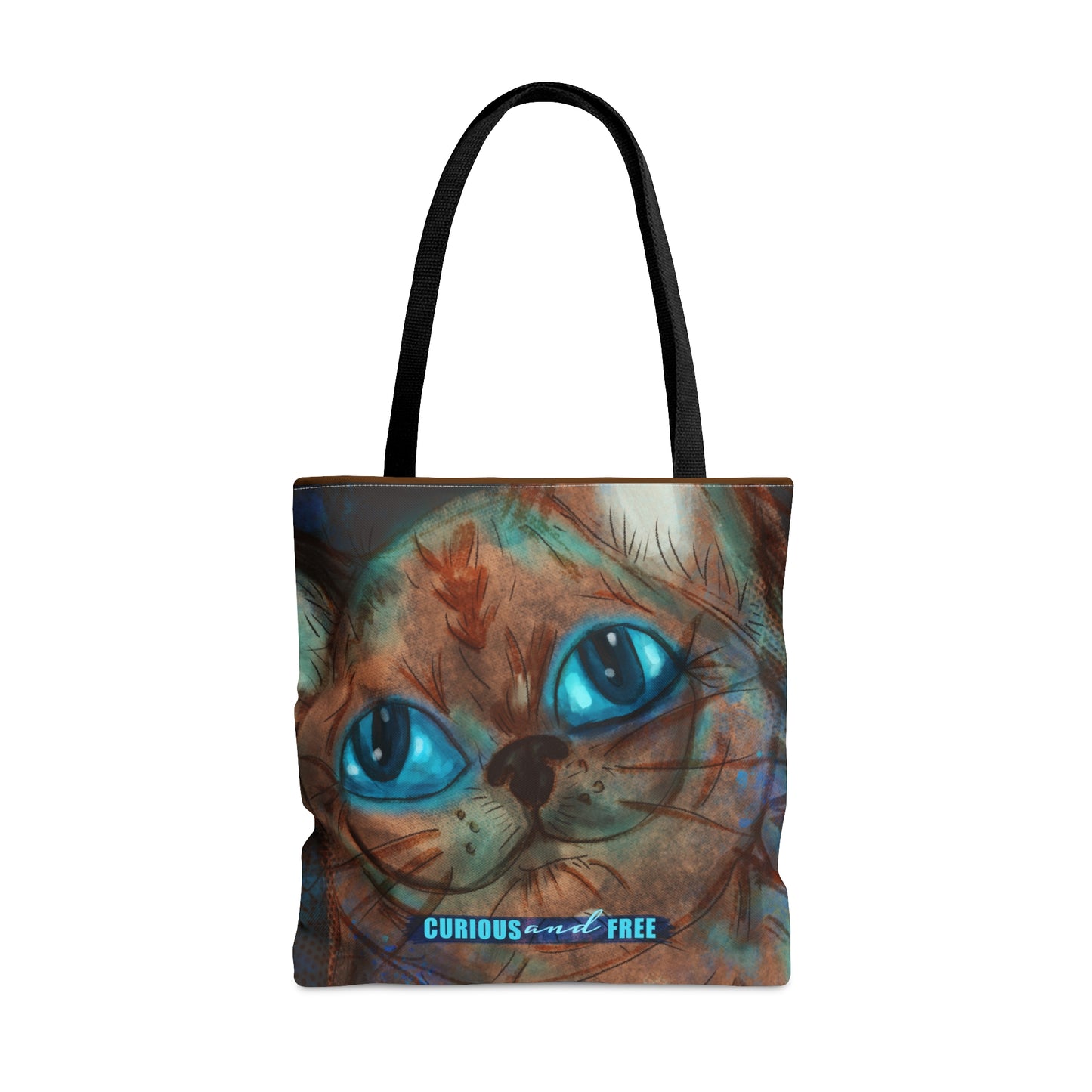 Curious Cat Brown Tote Bag