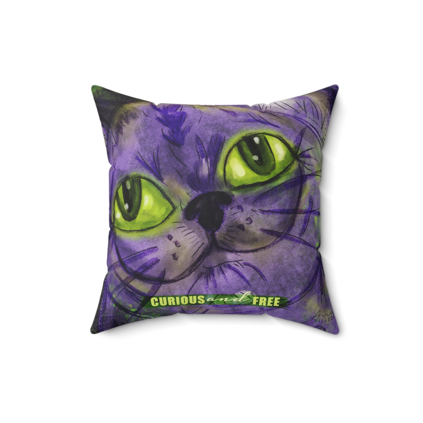 Curious Purple Cat Pillow