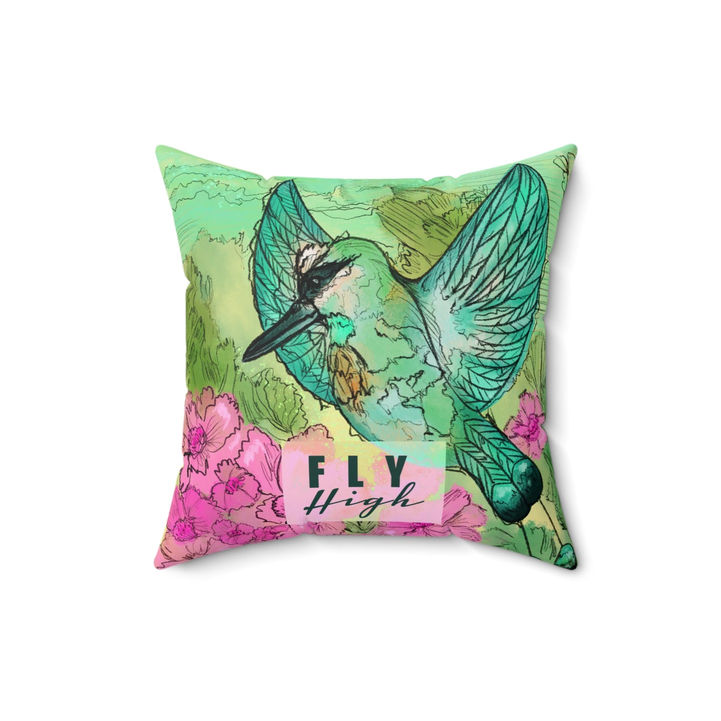 Fly High Green Bird Pillow