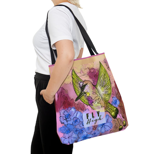 Fly High Purple Bird Tote Bag