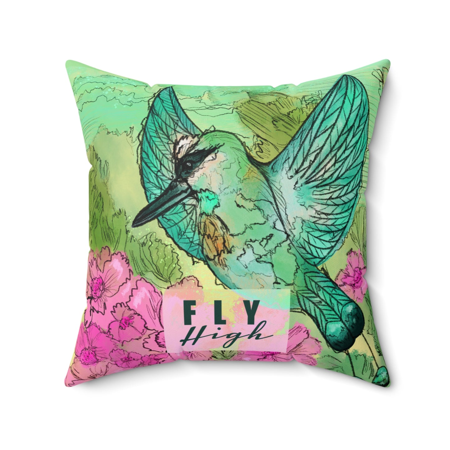 Fly High Green Bird Pillow